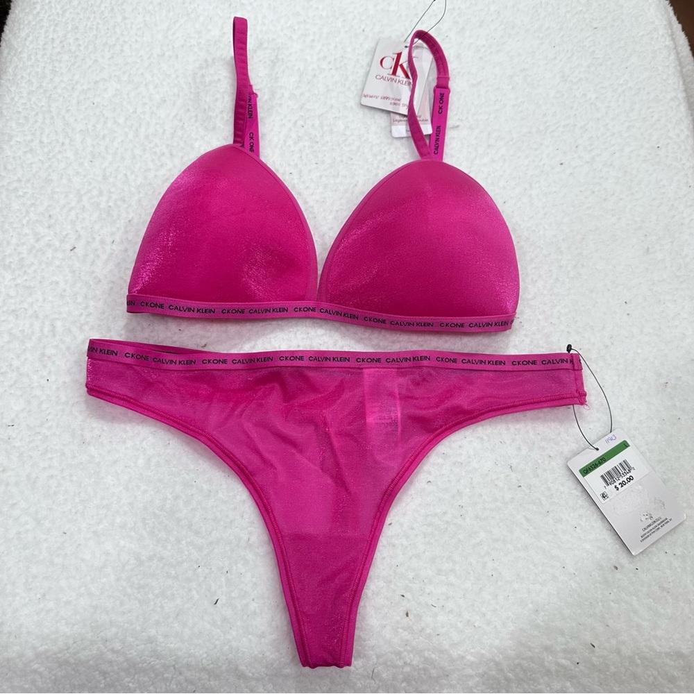 Pink Calvin Klein Bra and Panty Set